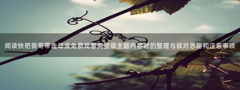 动漫天堂手机免费观看:阅读快把我哥带走动漫免费观看完整版主题内容时的整理与核对思路和注意事项配图